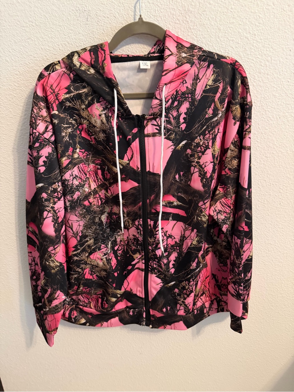 Women’s Pink Camo Zip Hoodie Bomber Jacket